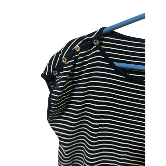 Evan Picone Size XL Navy Blue Striped Short Sleeve Top - Picture 5 of 5